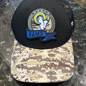 Los Angeles Rams 1937 Throwback Trucker Hat – Camo Brim NFL Snapback Cap